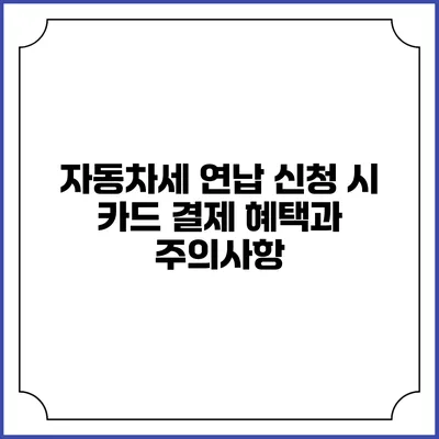 자동차세 연납 신청 시 카드 결제 혜택과 주의사항