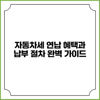 자동차세 연납 혜택과 납부 절차 완벽 가이드