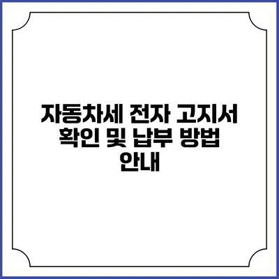 자동차세 전자 고지서 확인 및 납부 방법 안내