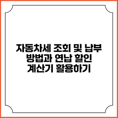 자동차세 조회 및 납부 방법과 연납 할인 계산기 활용하기