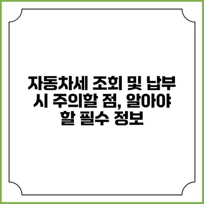 자동차세 조회 및 납부 시 주의할 점, 알아야 할 필수 정보