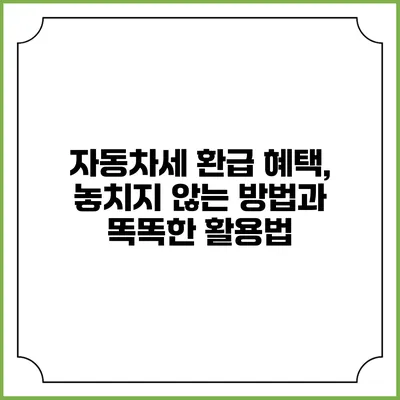 자동차세 환급 혜택, 놓치지 않는 방법과 똑똑한 활용법