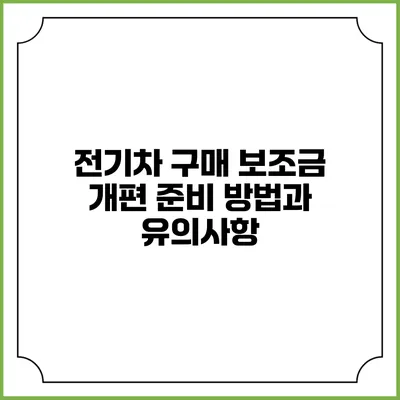 전기차 구매 보조금 개편 준비 방법과 유의사항