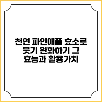 천연 파인애플 효소로 붓기 완화하기: 그 효능과 활용가치