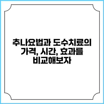 추나요법과 도수치료의 가격, 시간, 효과를 비교해보자