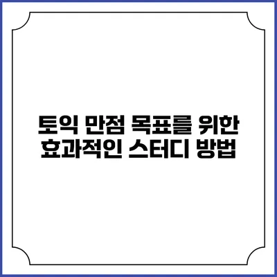 토익 만점 목표를 위한 효과적인 스터디 방법