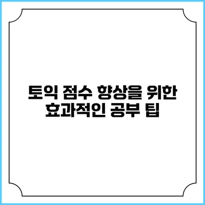 토익 점수 향상을 위한 효과적인 공부 팁