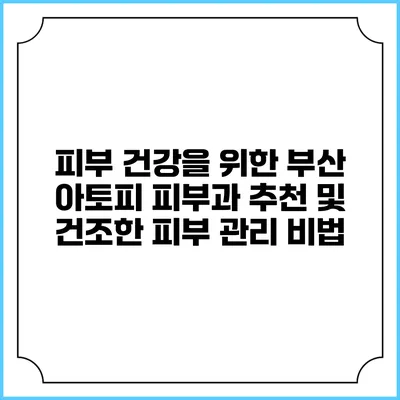 피부 건강을 위한 부산 아토피 피부과 추천 및 건조한 피부 관리 비법