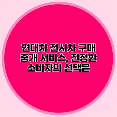 현대차 전시차 구매 중개 서비스, 진정한 소비자의 선택은?