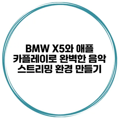 BMW X5와 애플 카플레이로 완벽한 음악 스트리밍 환경 만들기
