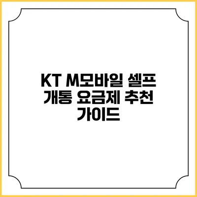 KT M모바일 셀프 개통 요금제 추천 가이드