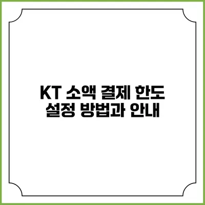 KT 소액 결제 한도 설정 방법과 안내