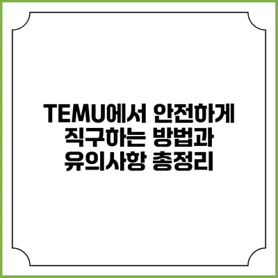 TEMU에서 안전하게 직구하는 방법과 유의사항 총정리
