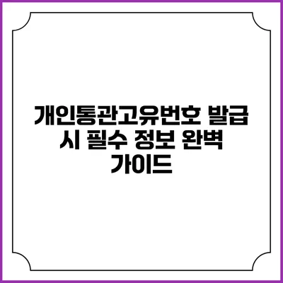 개인통관고유번호 발급 시 필수 정보 완벽 가이드