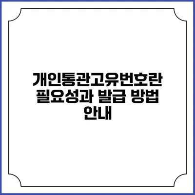 개인통관고유번호란? 필요성과 발급 방법 안내
