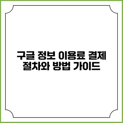 구글 정보 이용료 결제 절차와 방법 가이드