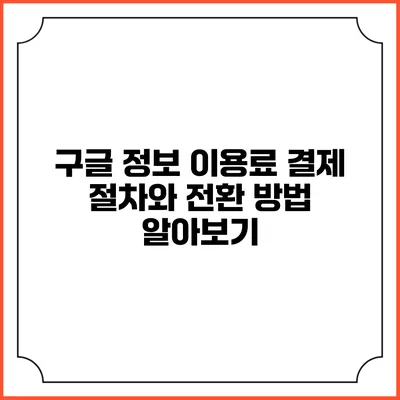 구글 정보 이용료 결제 절차와 전환 방법 알아보기