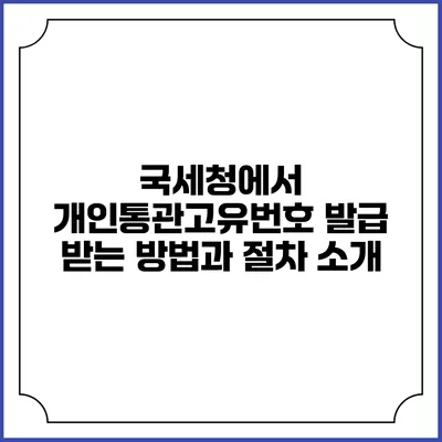 국세청에서 개인통관고유번호 발급 받는 방법과 절차 소개