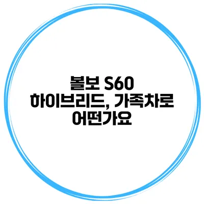 볼보 S60 하이브리드, 가족차로 어떤가요?