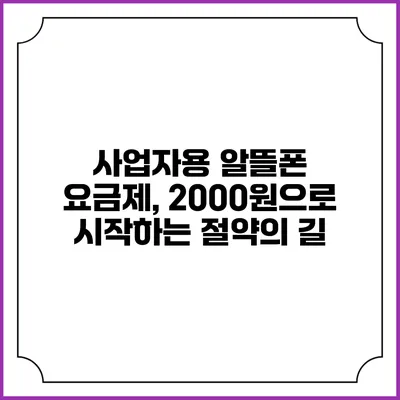 사업자용 알뜰폰 요금제, 2000원으로 시작하는 절약의 길