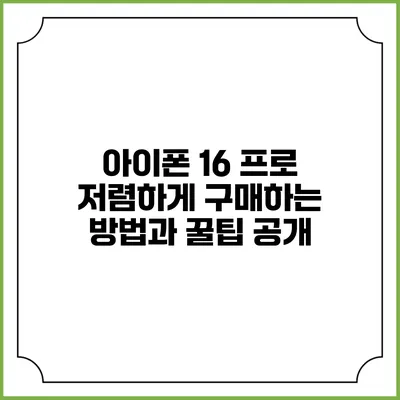 아이폰 16 프로 저렴하게 구매하는 방법과 꿀팁 공개
