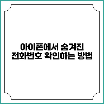 아이폰에서 숨겨진 전화번호 확인하는 방법