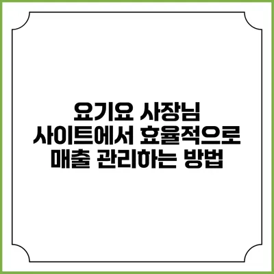 요기요 사장님 사이트에서 효율적으로 매출 관리하는 방법