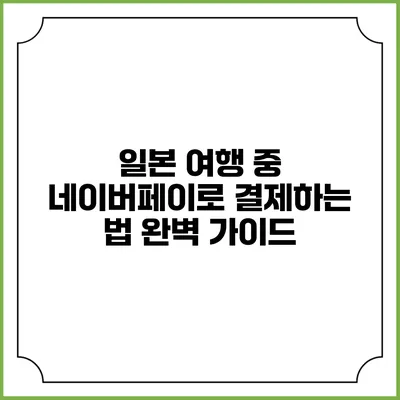 일본 여행 중 네이버페이로 결제하는 법 완벽 가이드