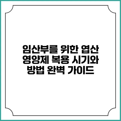 임산부를 위한 엽산 영양제 복용 시기와 방법 완벽 가이드
