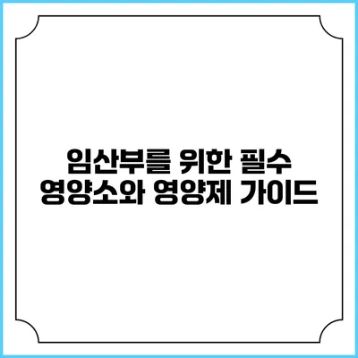 임산부를 위한 필수 영양소와 영양제 가이드