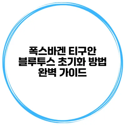 폭스바겐 티구안 블루투스 초기화 방법 완벽 가이드